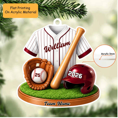 Personalized Baseball Christmas Flat Printed Acrylic Ornament, Baseball Things, Custom Ornament Christmas Gift, Keychain Baseball, Car Ornament Baseball