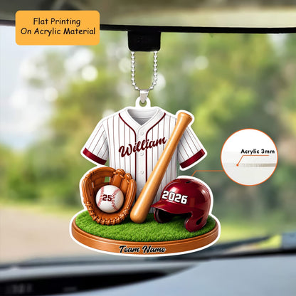 Personalized Baseball Christmas Flat Printed Acrylic Ornament, Baseball Things, Custom Ornament Christmas Gift, Keychain Baseball, Car Ornament Baseball