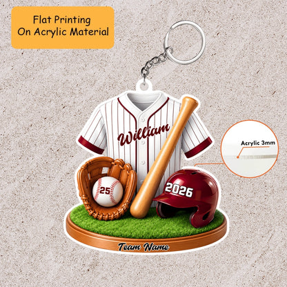 Personalized Baseball Christmas Flat Printed Acrylic Ornament, Baseball Things, Custom Ornament Christmas Gift, Keychain Baseball, Car Ornament Baseball