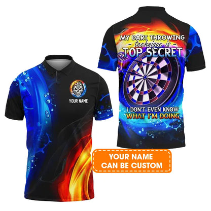 Customized Darts Men Polo Shirt, My Dart Throwing Technique Is Top Secret Personalized Darts Polo Shirt - Gift For Darts Players Uniforms, Darts Lovers