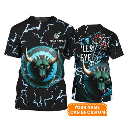 Customized Name Darts T Shirt, Bullseye Dartboard, Personalized Name Bull T Shirt For Men  - Perfect Gift For Darts Game Lovers, Darts Players