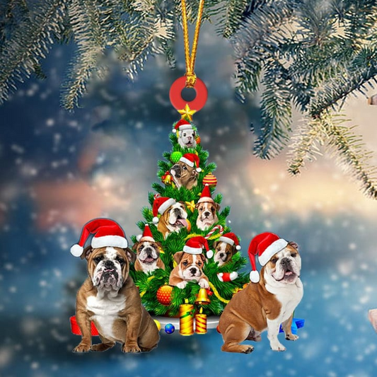 Custom Dog Acrylic Christmas Ornament, Personalized English Bulldog Christmas Tree & Gift Acrylic Ornament for Dog Lover,