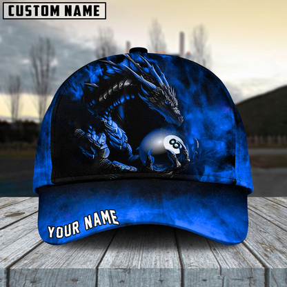 Customized Billiard Cap, Billiard Pool Ball 8 Aero Dragon Personalized Name 3D Hats, Best Billiard Pool Hat For Billiard Players (6 Colors)