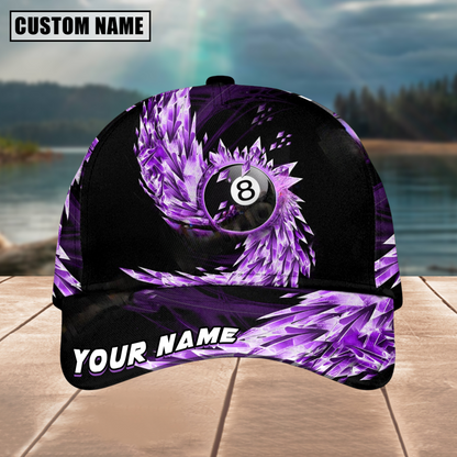 Customized Billiard Cap, Billiard Pool Ball 8 Breath Of Ice Personalized Name 3D Hats, Best Billiard Pool Hat For Billiard Players (4 Colors)