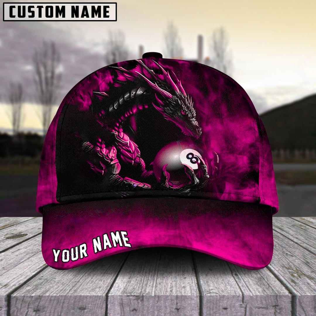 Customized Billiard Cap, Billiard Pool Ball 8 Aero Dragon Personalized Name 3D Hats, Best Billiard Pool Hat For Billiard Players (6 Colors)
