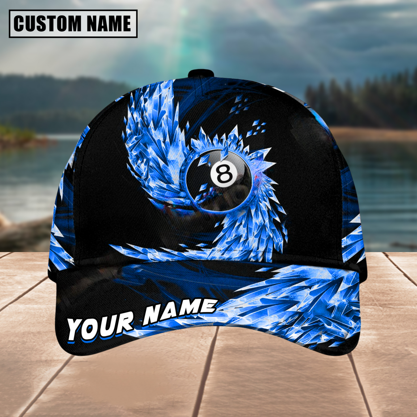 Customized Billiard Cap, Billiard Pool Ball 8 Breath Of Ice Personalized Name 3D Hats, Best Billiard Pool Hat For Billiard Players (4 Colors)