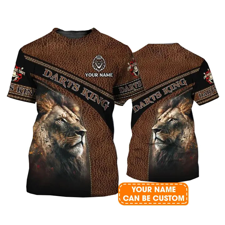Customized Name Darts T Shirt, Darts King Personalized Name Lion And Darts T Shirt For Men - Perfect Gift For Darts Lovers, Darts Players