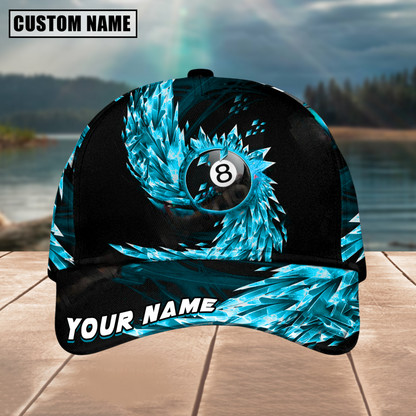 Customized Billiard Cap, Billiard Pool Ball 8 Breath Of Ice Personalized Name 3D Hats, Best Billiard Pool Hat For Billiard Players (4 Colors)