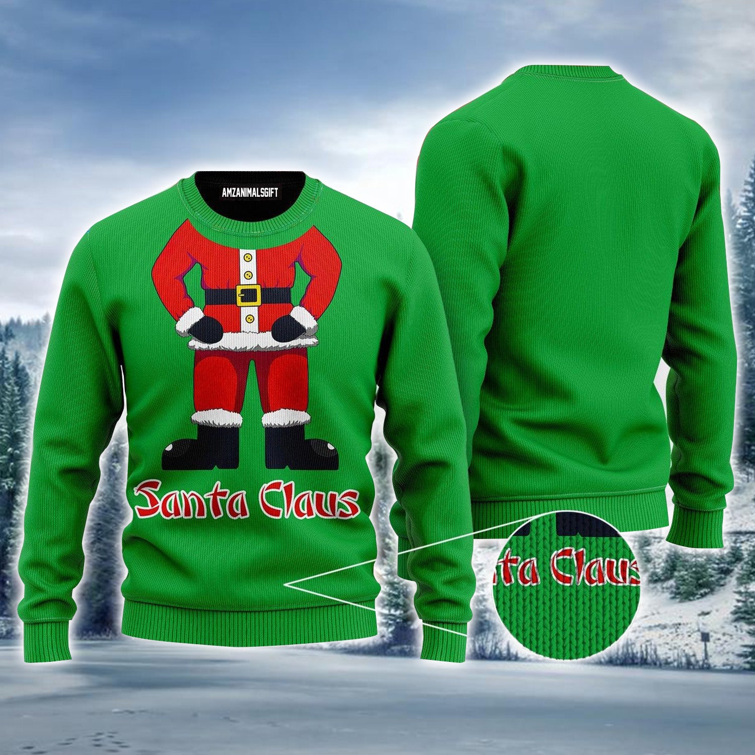 Santa Claus Green Pattern Ugly Sweater For Men & Women, Perfect Outfit For Christmas New Year Autumn Winter