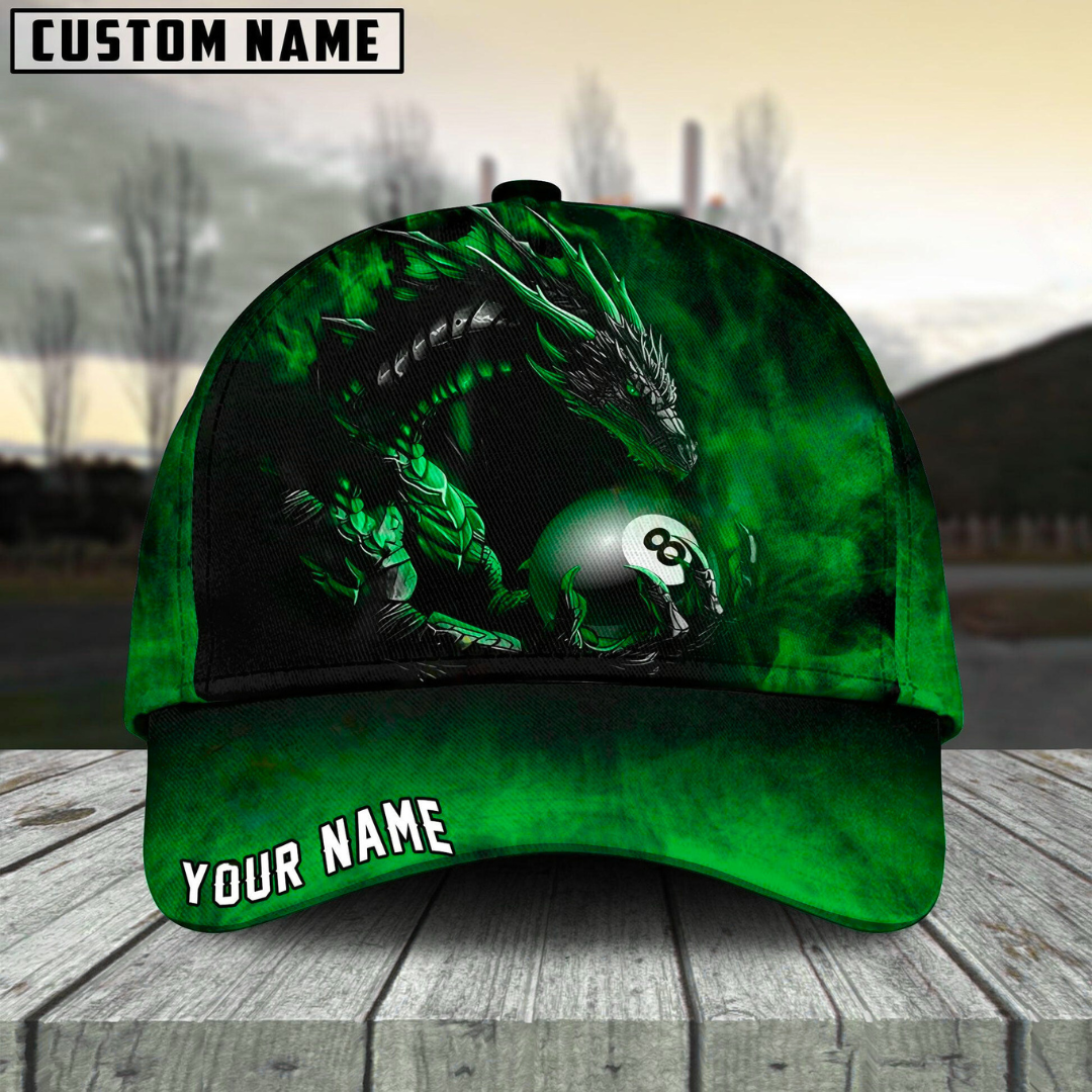 Customized Billiard Cap, Billiard Pool Ball 8 Aero Dragon Personalized Name 3D Hats, Best Billiard Pool Hat For Billiard Players (6 Colors)