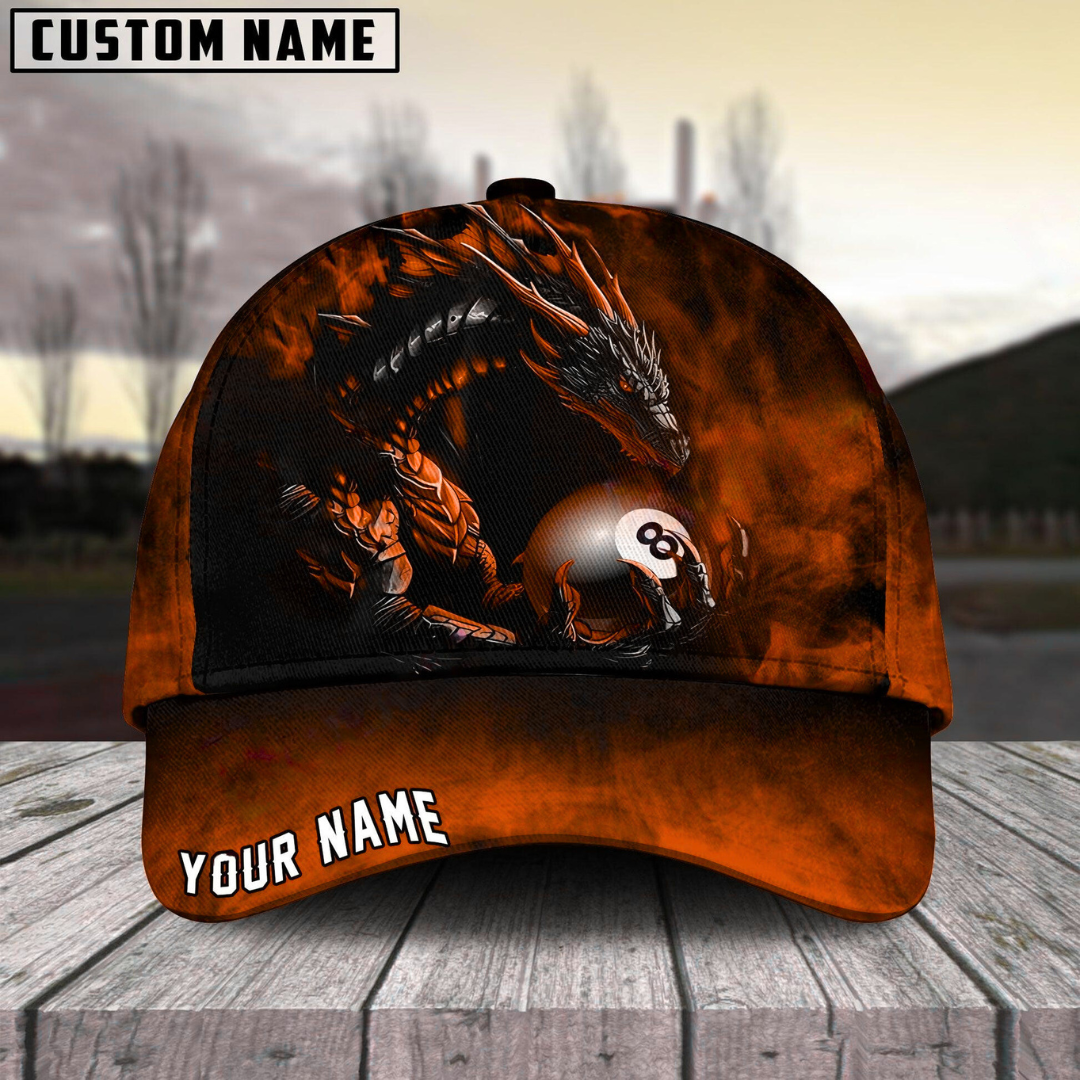 Customized Billiard Cap, Billiard Pool Ball 8 Aero Dragon Personalized Name 3D Hats, Best Billiard Pool Hat For Billiard Players (6 Colors)