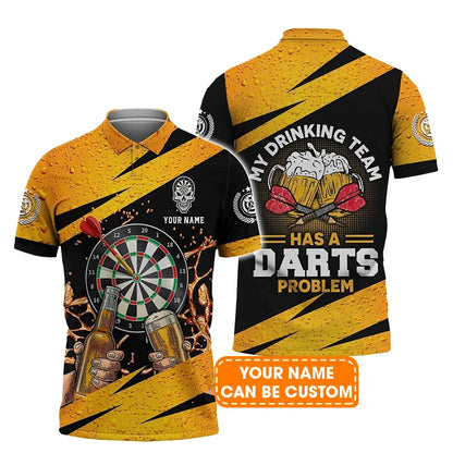 Darts Polo Shirts Personalised, Darts Drinking Team Has A Darts Problem Custom Name Men Polo Shirt - Perfect Gift For Men, Darts Player, Darts Lover