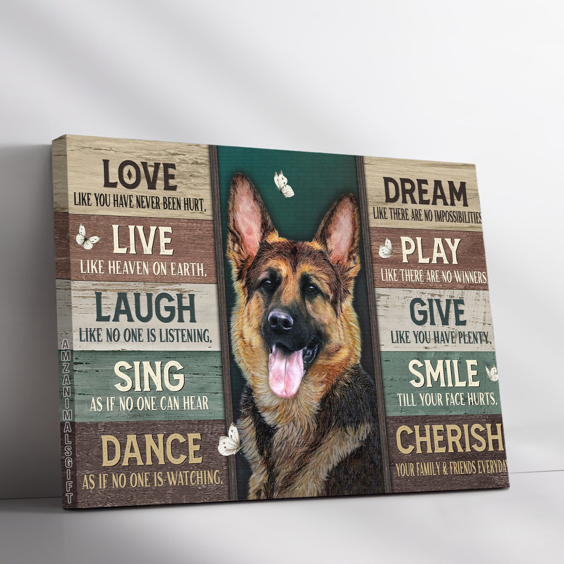 German Shepherd & Jesus Premium Wrapped Landscape Canvas - German Shepherd Dog, Love Like You've Never Been Hurt - Gift For Christian