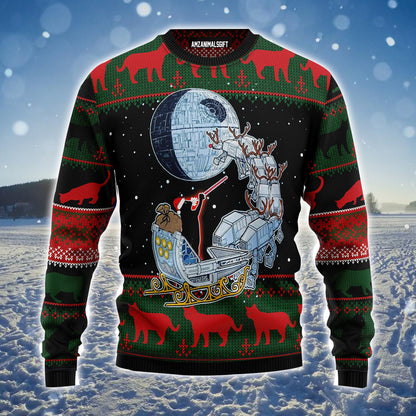 Black Cat Sleigh To Death Star Ugly Christmas Sweater, Christmas Pattern Ugly Sweater For Men & Women - Best Gift For Christmas, Black Cat Lovers