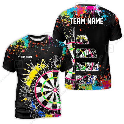 Custom Funny Dartboards Colorful Paint Quarter Zip Polo Team Shirts,  Custom Aim Shoot Swear Repeat Darts Team Jerseys Uniform