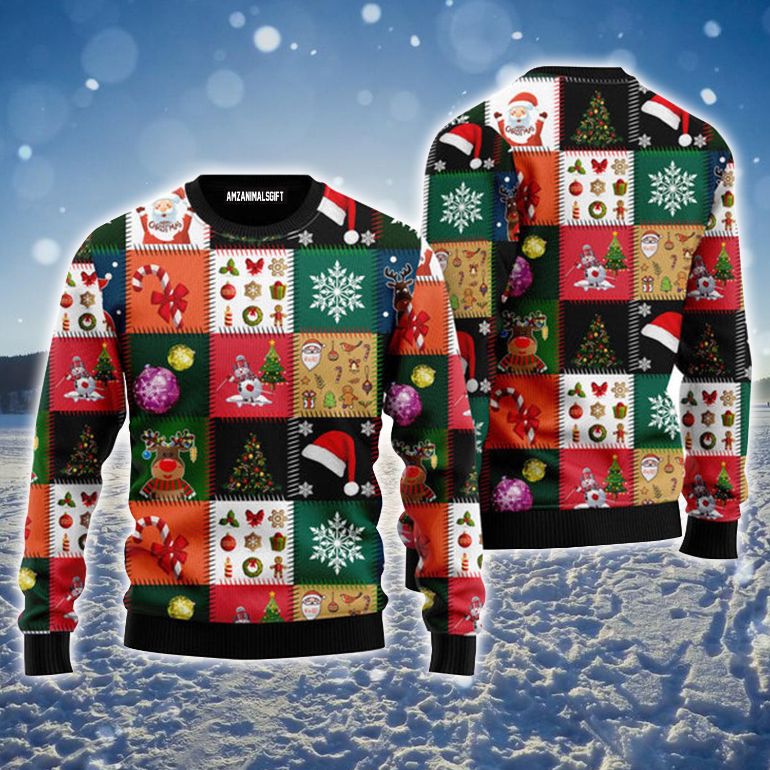 Xmas Fancy Pattern Urly Christmas Sweater, Christmas Sweater For Men & Women - Perfect Gift For Christmas, New Year, Winter Holiday