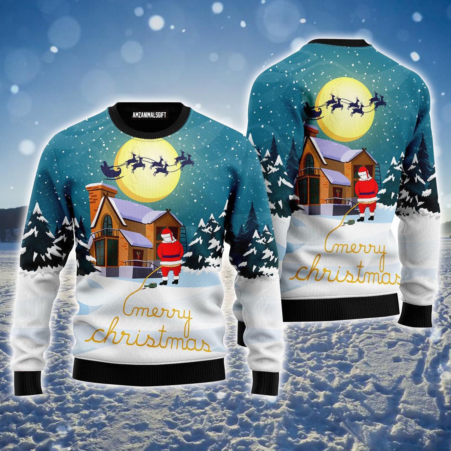 Santa Peeing Ugly Christmas Sweater For Men & Women, Perfect Outfit For Christmas New Year Autumn Winter