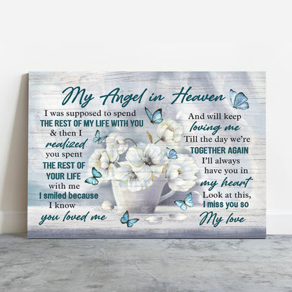 Memorial Premium Wrapped Landscape Canvas - Beautiful White Flower, Till The Day We're Together Again - Perfect Gift For Members Family
