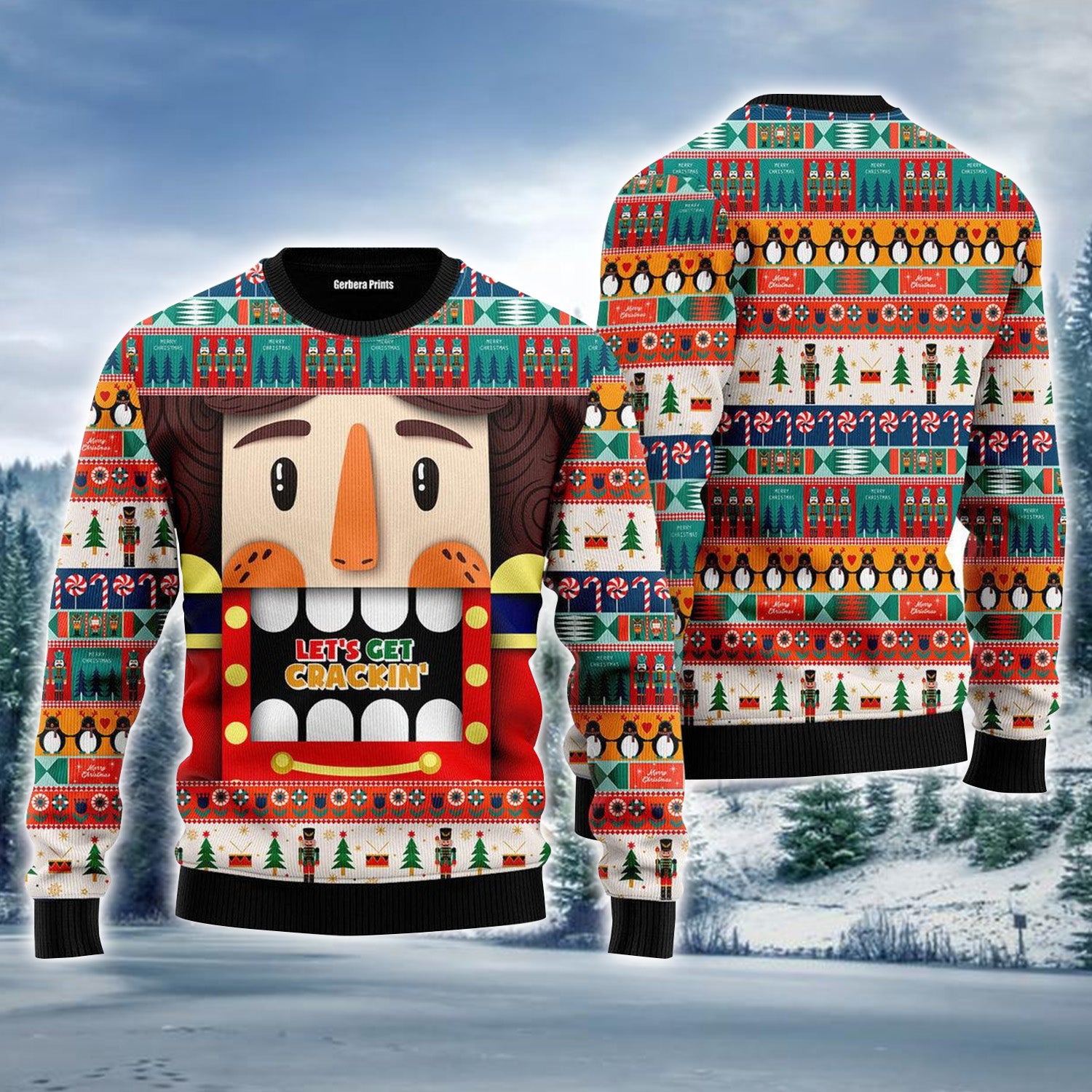 Nutcracker Face Lets Get Crackin Ugly Sweater For Men & Women, Perfect Outfit For Christmas New Year Autumn Winter