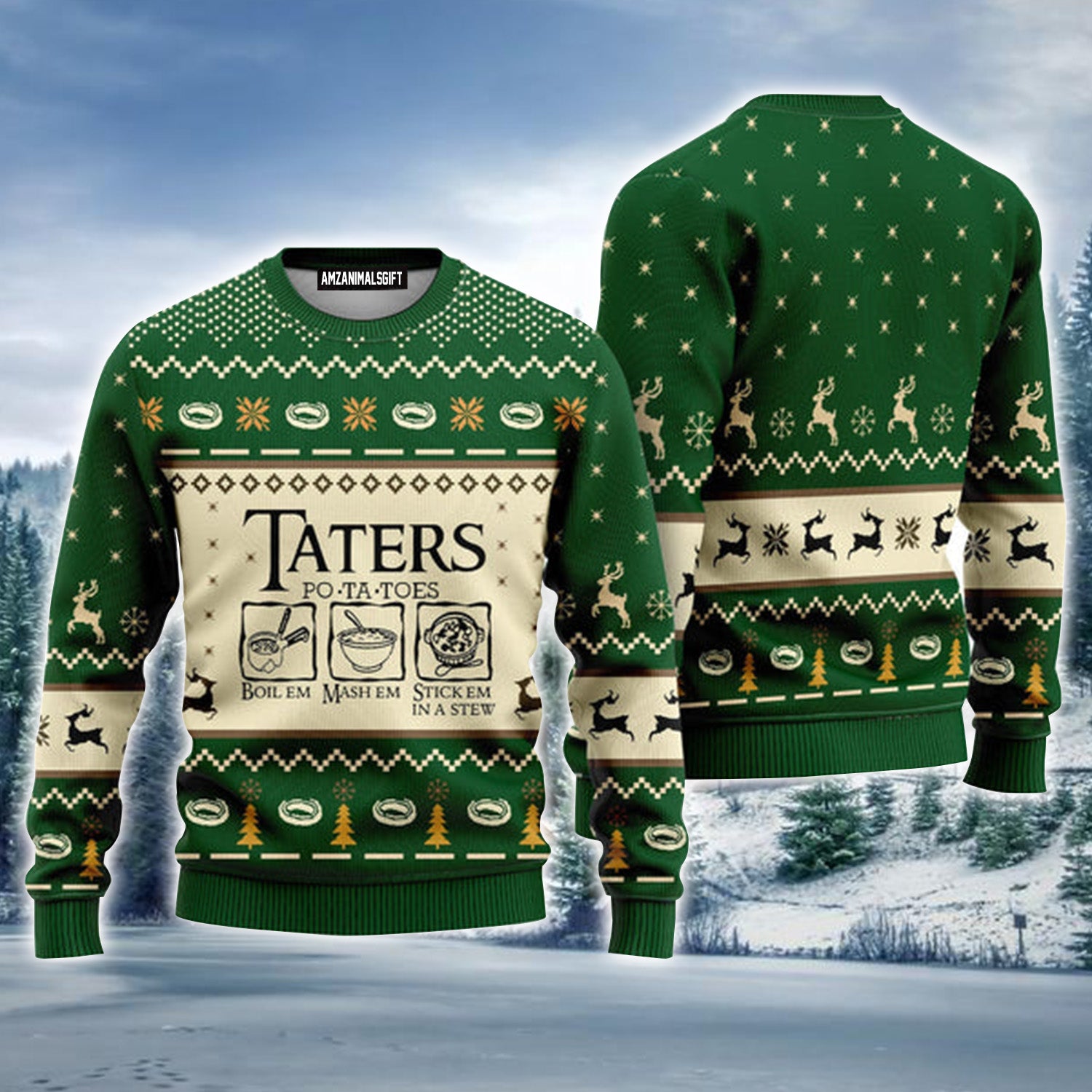 LOTR Potatoes Taters Green Urly Christmas Sweater, Christmas Sweater For Men & Women - Perfect Gift For Christmas, Family, Friends
