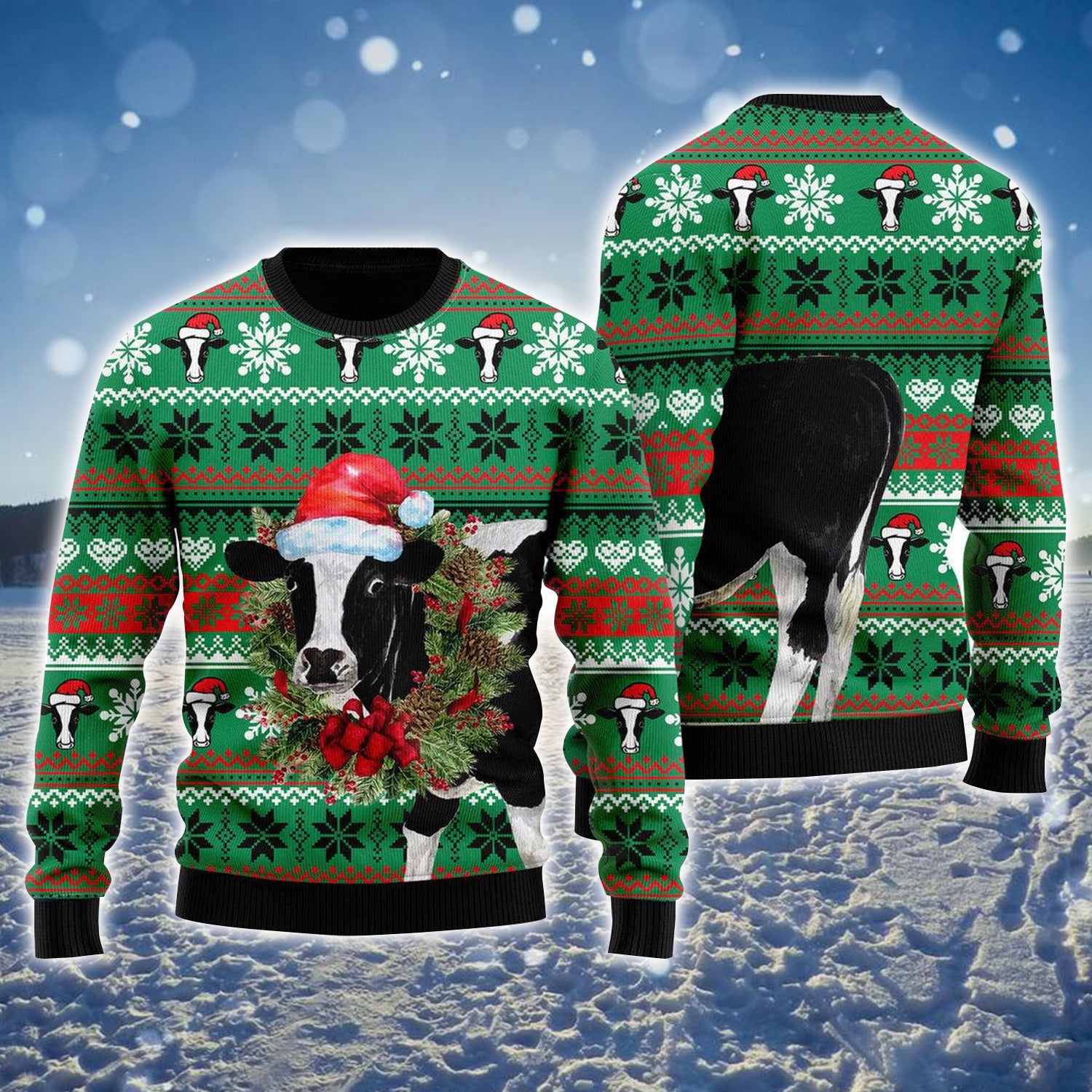 Cow Merry Christmas Ugly Sweater For Men & Women, Perfect Outfit For Christmas New Year Autumn Winter