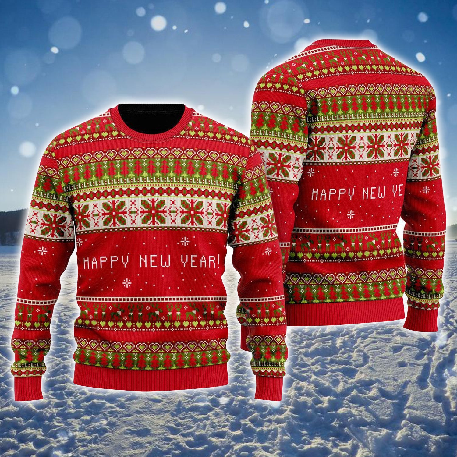 Red Xmas Wonderful Party Pattern Ugly Sweater For Men & Women, Perfect Outfit For Christmas New Year Autumn Winter