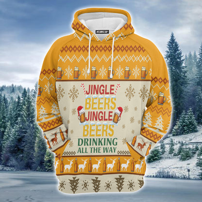 Beer Xmas Premium Christmas Hoodie, Jingle Beers Drinking All The Way Unisex Hoodie For Men & Women - Perfect Gift For Christmas, Beer Lovers