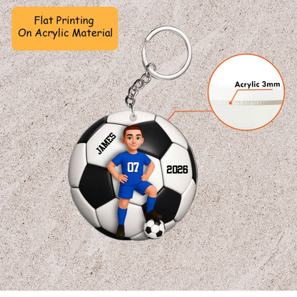 Personalized Boy Soccer Ornament, Custom Name Jersey Number Boy Player, Custom Ornament Christmas Gift, Keychain Soccer, Car Ornament Soccer