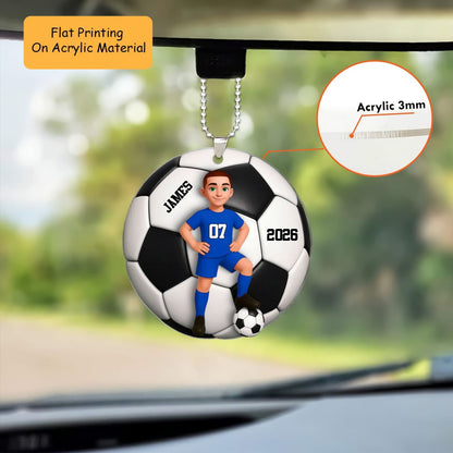Personalized Boy Soccer Ornament, Custom Name Jersey Number Boy Player, Custom Ornament Christmas Gift, Keychain Soccer, Car Ornament Soccer
