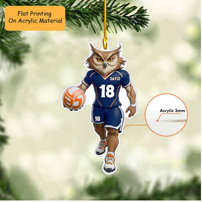 Personalized Volleyball Christmas Ornament, Owl Player, Custom Ornament Christmas Gift, Keychain Volleyball, Car Ornament Volleyball