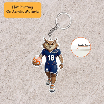 Personalized Volleyball Christmas Ornament, Owl Player, Custom Ornament Christmas Gift, Keychain Volleyball, Car Ornament Volleyball