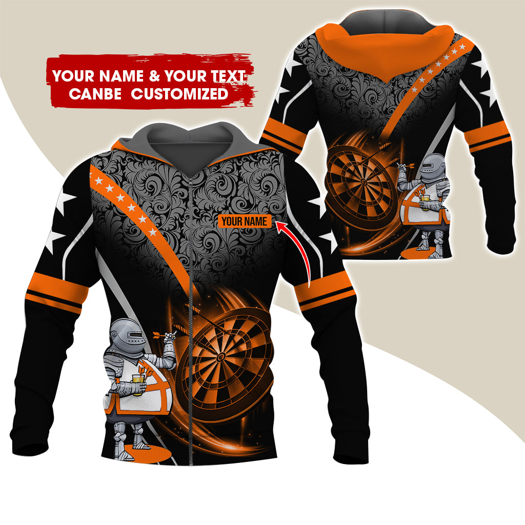 Custom Name & Text Darts Premium Zip Hoodie, Personalized Throwing Dad Darts Zip Hoodie For Men & Women - Gift For Darts Lovers, Darts Players