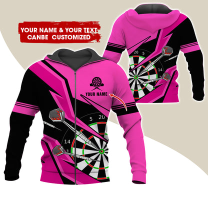 Customized Darts Premium Zip Hoodie, Personalized Name & Text Darts Team Zip Hoodie For Men & Women - Gift For Darts Lovers, Darts Players