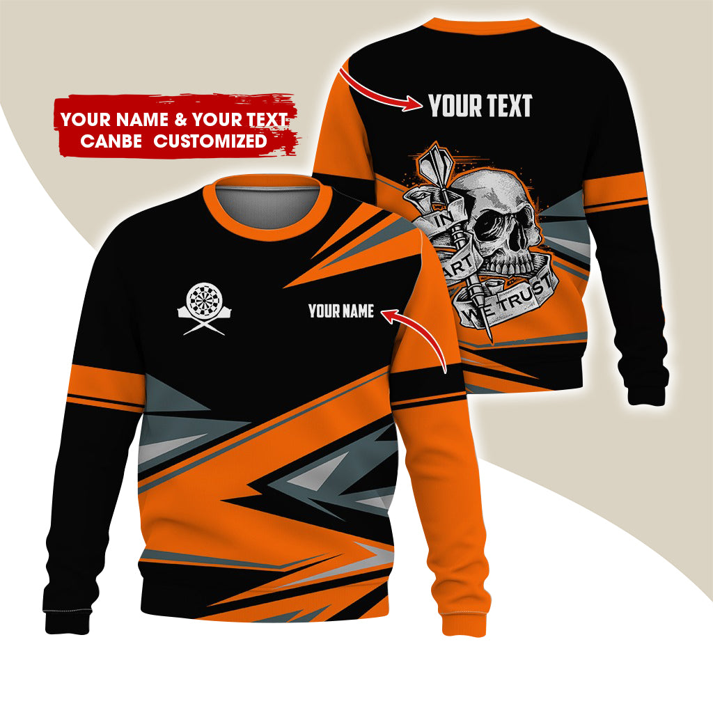 Customized Name & Text Darts Sweatshirt, Personalized Skull Darts Sweatshirt For Men & Women - Gift For Darts Lovers, Darts Players