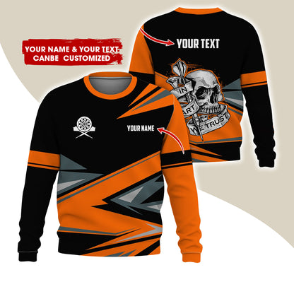 Customized Name & Text Darts Sweatshirt, Personalized Skull Darts Sweatshirt For Men & Women - Gift For Darts Lovers, Darts Players