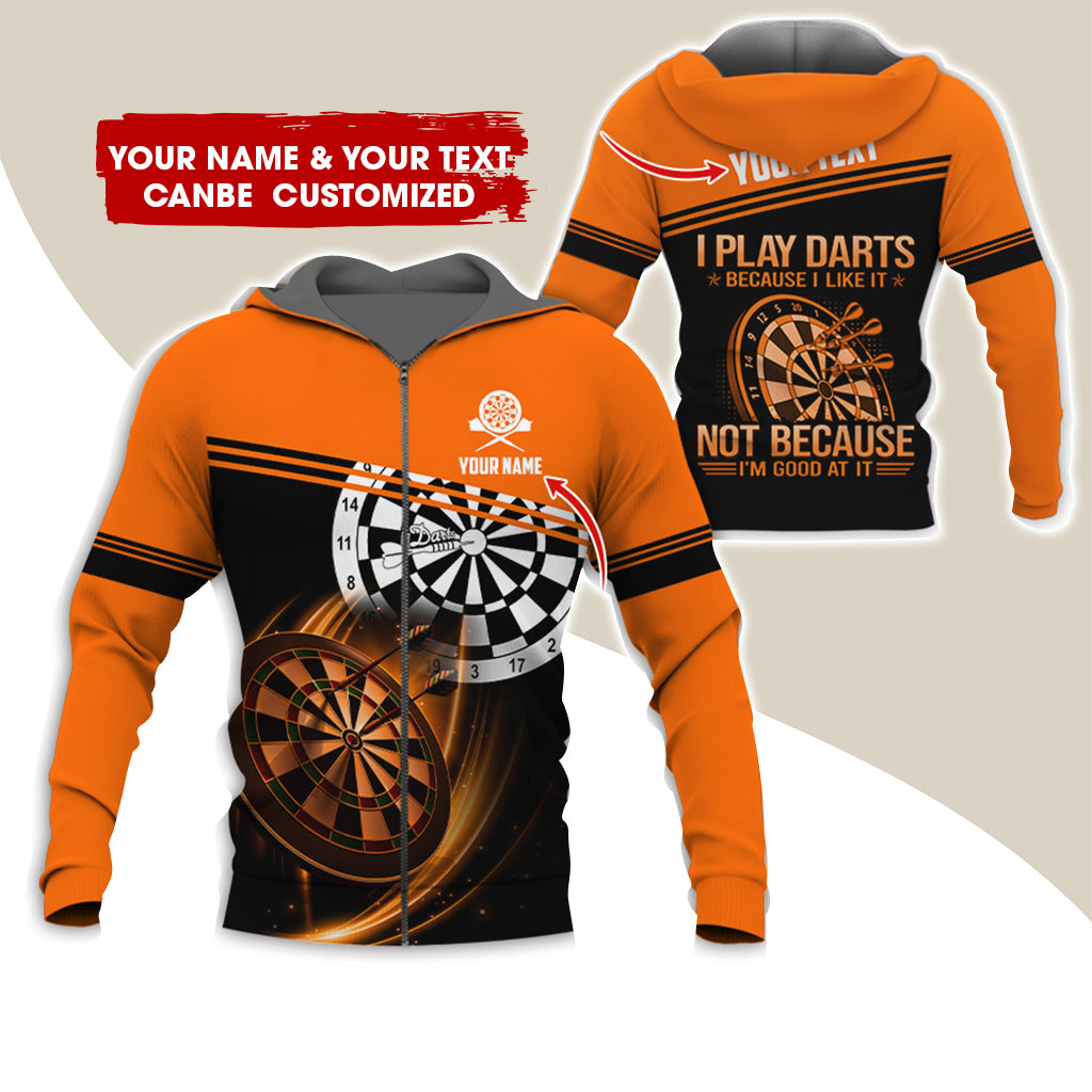 Customized Name Darts Premium Zip Hoodie, Personalized I Play Darts Zip Hoodie For Men & Women - Gift For Darts Lovers, Darts Players