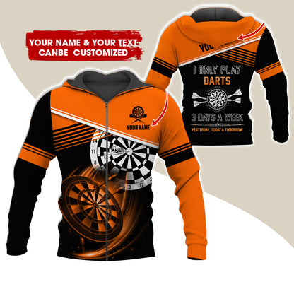 Customized Name & Text Darts Premium Zip Hoodie, Personalized I Only Play Darts Zip Hoodie For Men & Women - Gift For Darts Lovers, Darts Players
