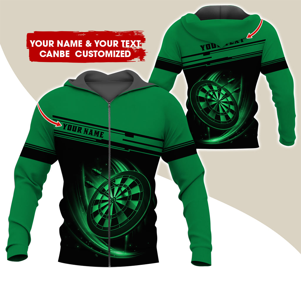Personalized Name & Text Darts Premium Zip Hoodie, Custom Name Dartboard Zip Hoodie For Men & Women - Gift For Darts Lovers, Darts Players