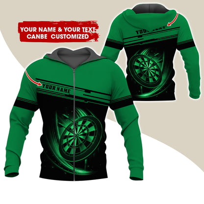 Personalized Name & Text Darts Premium Zip Hoodie, Custom Name Dartboard Zip Hoodie For Men & Women - Gift For Darts Lovers, Darts Players