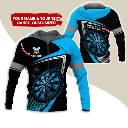 Custom Name & Text Darts Premium Zip Hoodie , Customized Darts Team Uniforms Zip Hoodie For Men & Women - Gift For Darts Lovers, Darts Players