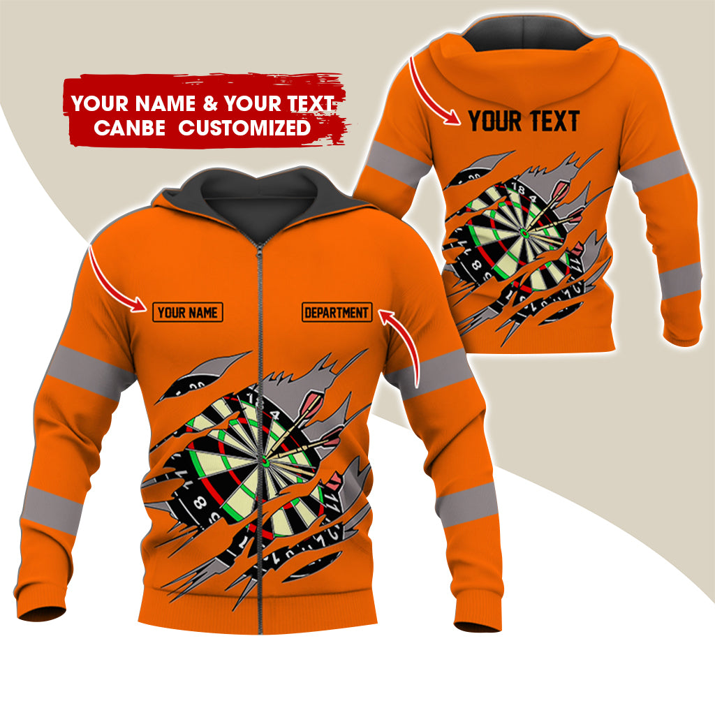 Customized Name & Text Darts Premium Zip Hoodie, Personalized Name & Text Dartboard Zip Hoodie For Men & Women - Gift For Darts Lovers, Darts Players