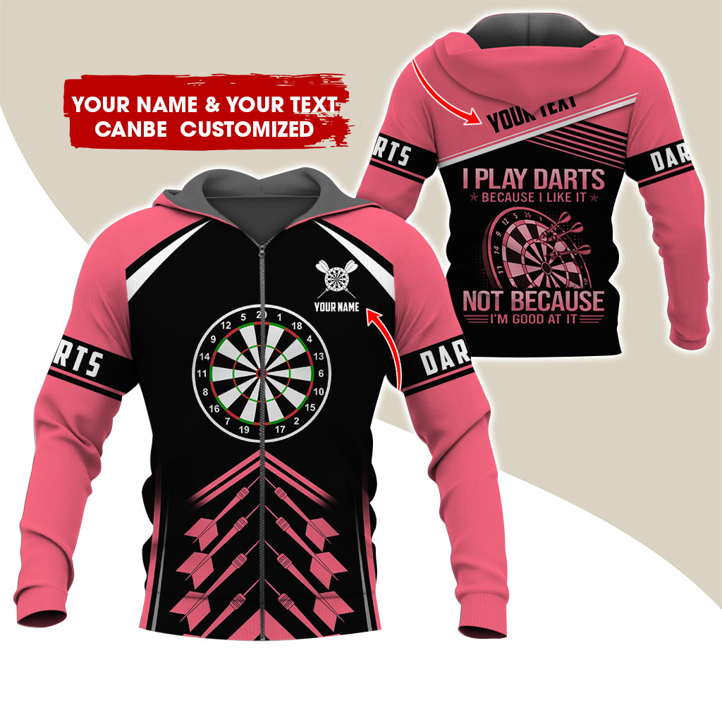 Customized Name Darts Premium Zip Hoodie, Personalized I Play Darts Zip Hoodie For Men & Women - Gift For Darts Lovers, Darts Players