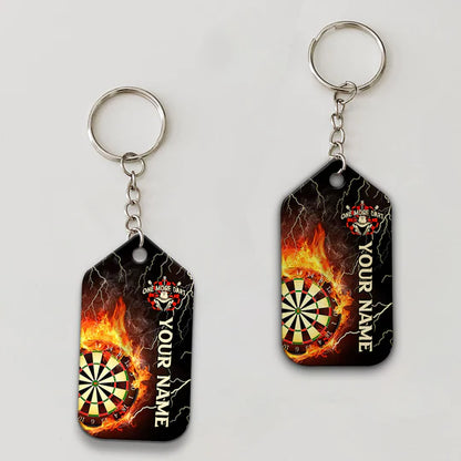 Thunder Flame Bullseye Dartboard Personalized Name Dragon And Darts Acrylic Keychain - Christmas Gift For Darts Lovers, Darts Team Players