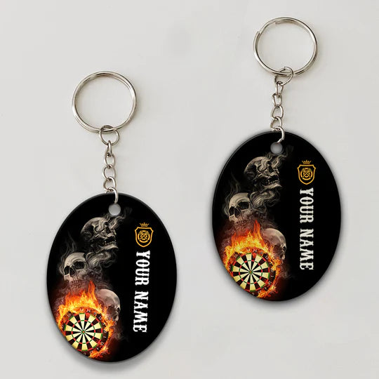 Grim Reaper Hello Darkness Customized Name Dartboard Acrylic Keychain - Christmas Gift For Darts Lovers, Darts Players