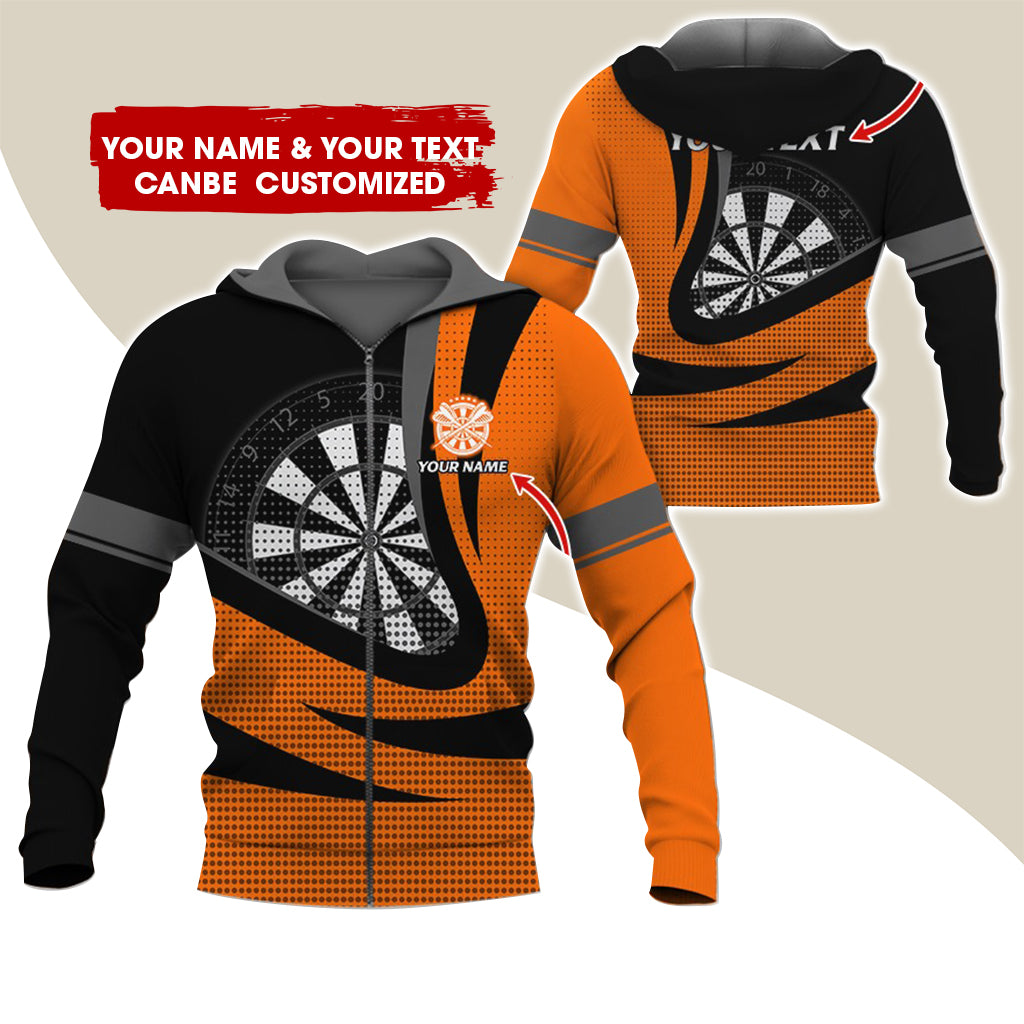 Custom Name & Text Darts Premium Zip Hoodie, Customized Name Polka Dots Darts Zip Hoodie For Men & Women - Gift For Darts Lovers, Darts Players