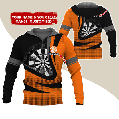 Custom Name & Text Darts Premium Zip Hoodie, Customized Name Polka Dots Darts Zip Hoodie For Men & Women - Gift For Darts Lovers, Darts Players