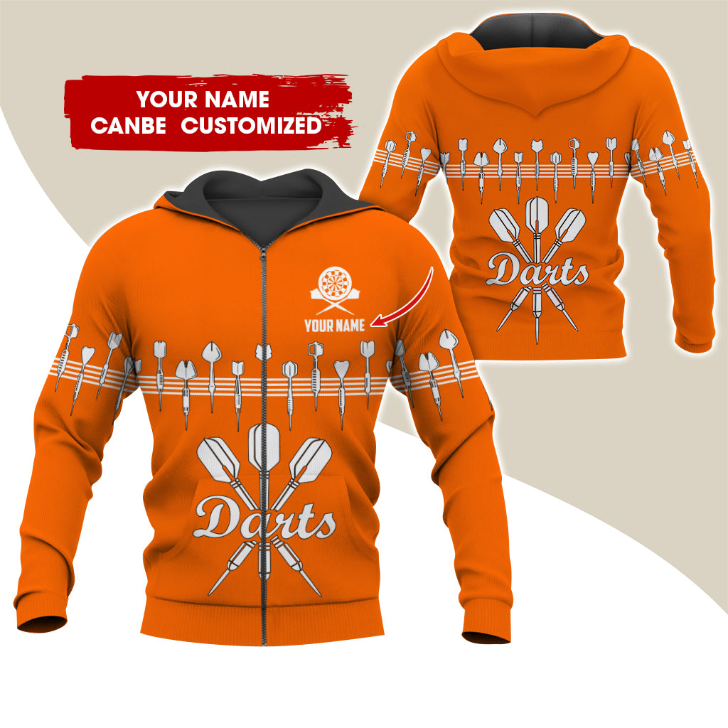 Customized Name Darts Premium Zip Hoodie, Personalized Name Darts Zip Hoodie For Men & Women - Gift For Darts Lovers, Darts Players