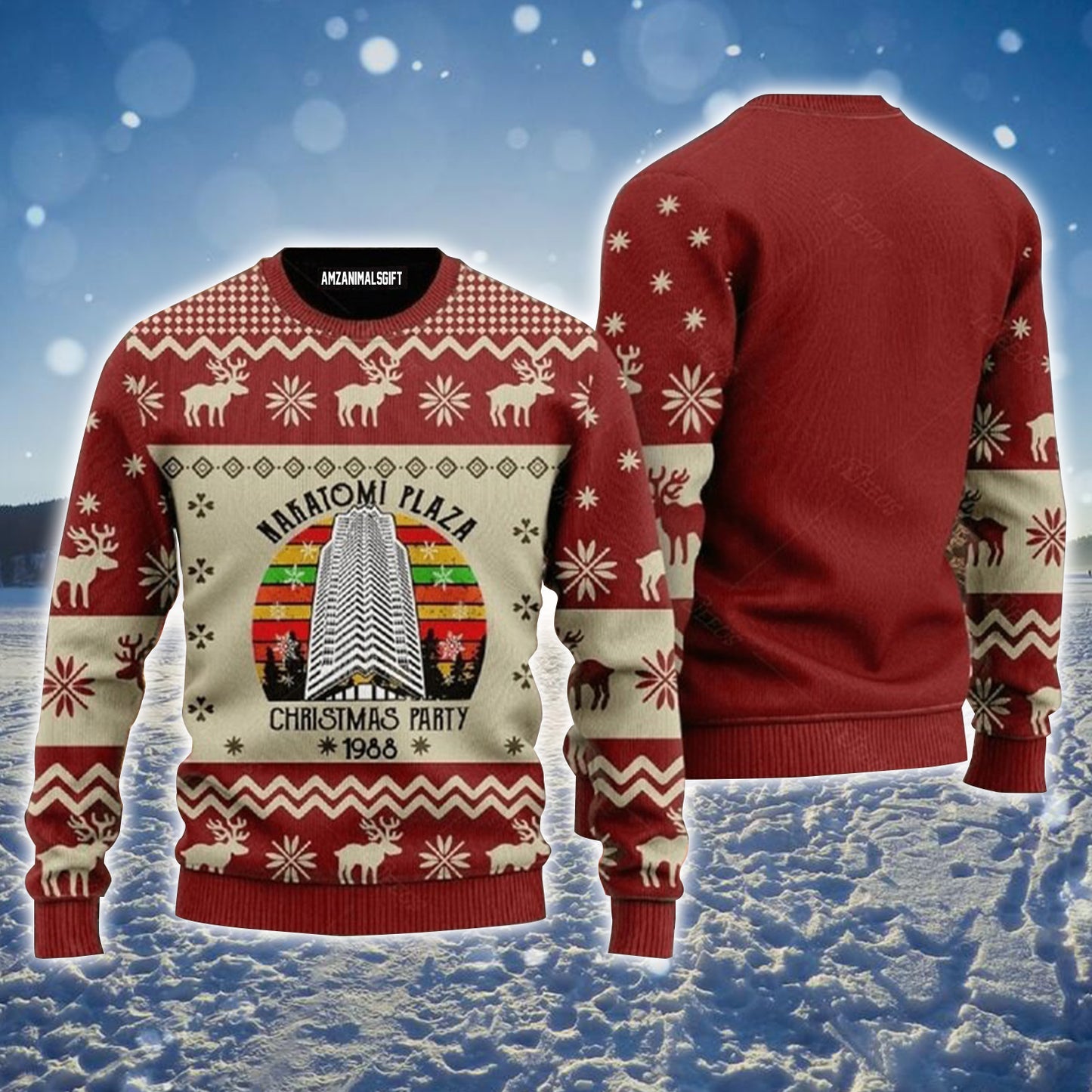 Nakatomi Plaza Party 1988 Urly Christmas Sweater, Christmas Pattern Sweater For Men & Women - Perfect Gift For Christmas, Family, Friends