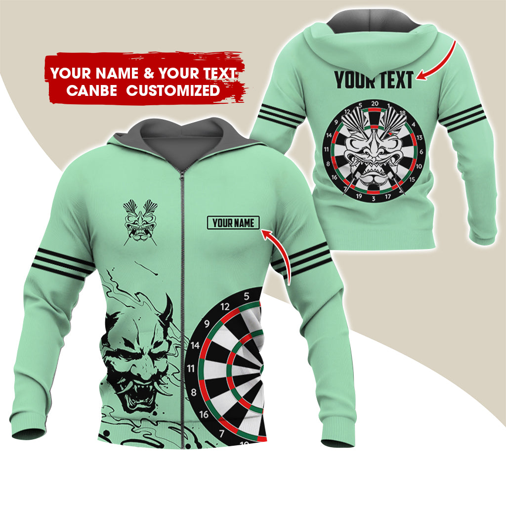 Customized Name & Text Dragon Darts  Premium Zip Hoodie, Custom Name & Text Darts Zip Hoodie For Men & Women - Gift For Darts Lovers, Darts Players