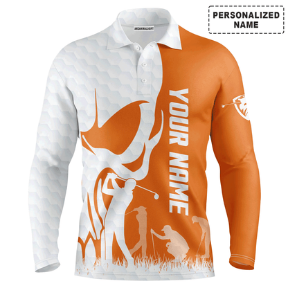 Custom Golf Long Sleeve Men Polo Shirt jerseys- Custom Name Skull Multicolor Apparel Men Polo Shirt - Perfect Polo Shirt For Men, Golfers